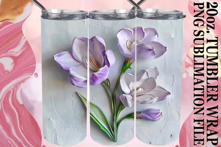 White Petal Radiance: Tumbler Wrap Sublimation