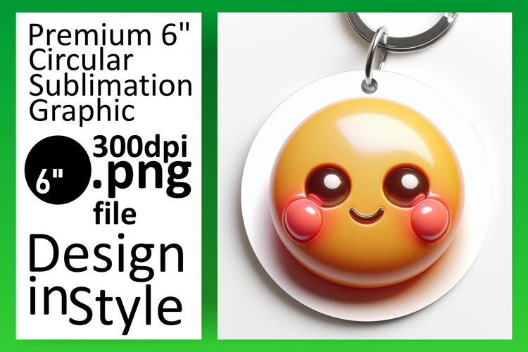 Creative Round Design Keychain Artwork , 3D Emoji