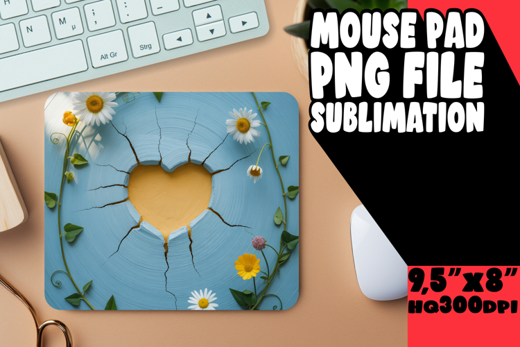 Playful Desk Pad Design Sublimation, 3D Heart