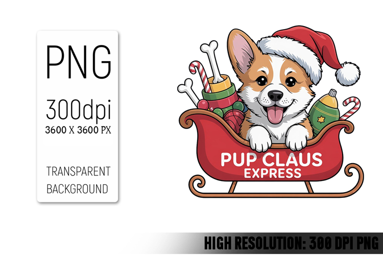 Cute Christmas Dog, Animal Sublimation Clipart PNG