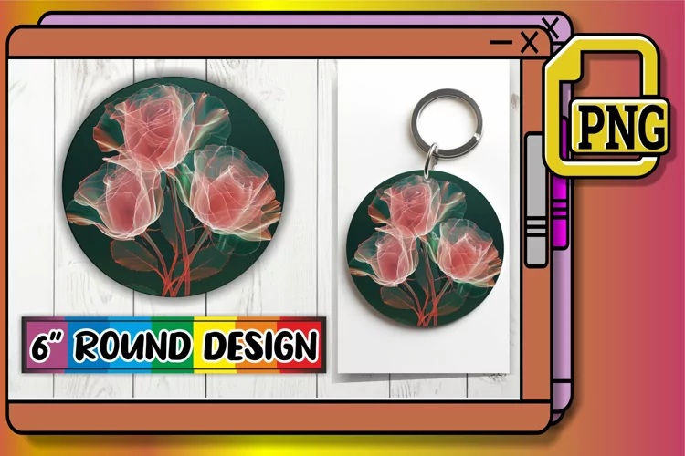 Radiant Blossom Sublimation Circles - Keychain & Car