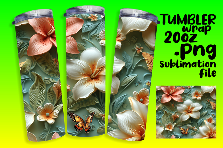 Artistic 20oz Tumbler Design , 3D Flower