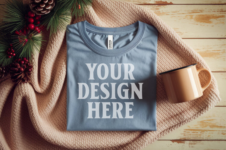 Christmas Bella Canvas 3001 Athletic Heather Folded Tshirt example image 1