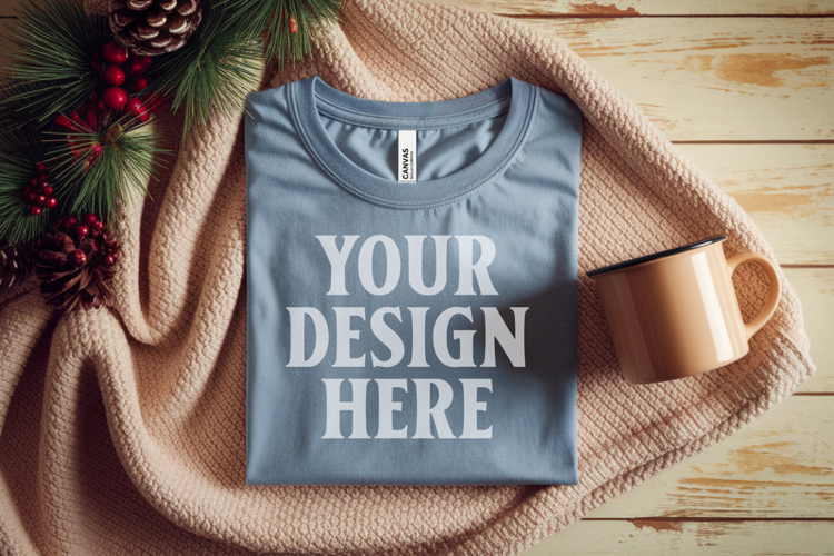 Christmas Bella Canvas 3001 Athletic Heather Folded Tshirt