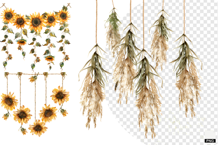 Rustic Hanging Wildflower String Clipart