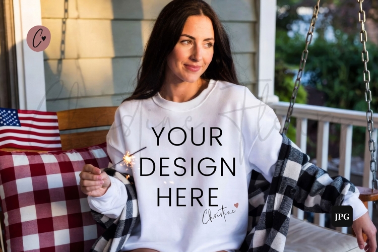 4th Of July Sweatshirt Model Mockup