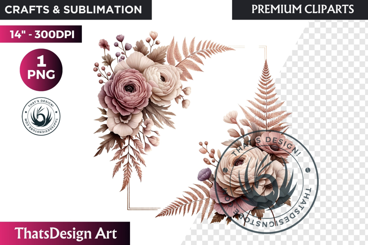 Ethereal Floral arrangements Clipart PNG Rose gold and blush