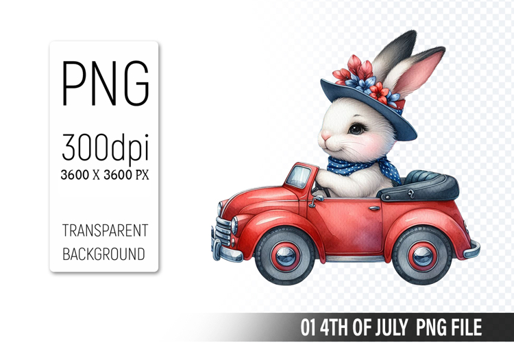 4th Of July Bunny Sublimation Clipart PNG Design