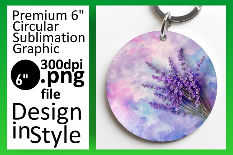 Circle Sublimation Round Keychain Design Colorful Flowers