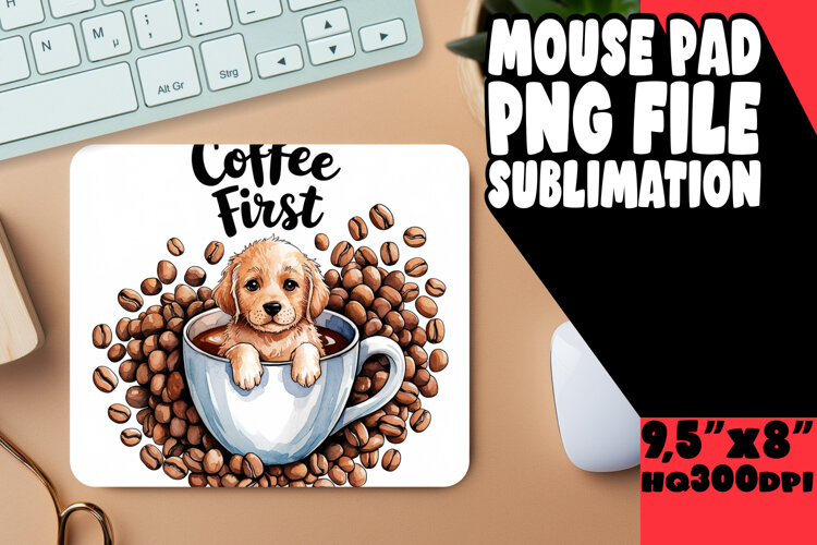 BLISSFUL desk MAT Playful Design, Coffee Dog example image 1