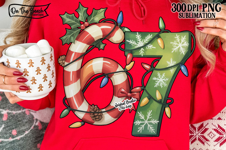 Christmas 67 PNG 6 7 Lights Candy Cane Teacher Funny Gen Z