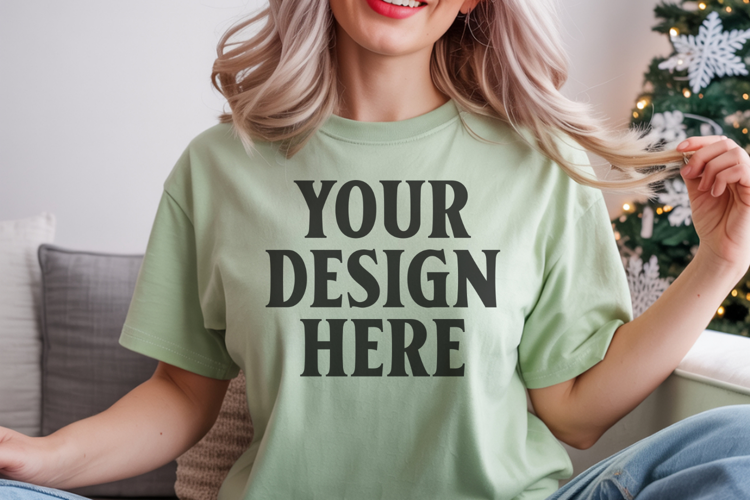 Bay Comfort Colors 1717 Christmas Shirt Mockup, Cozy Mockup