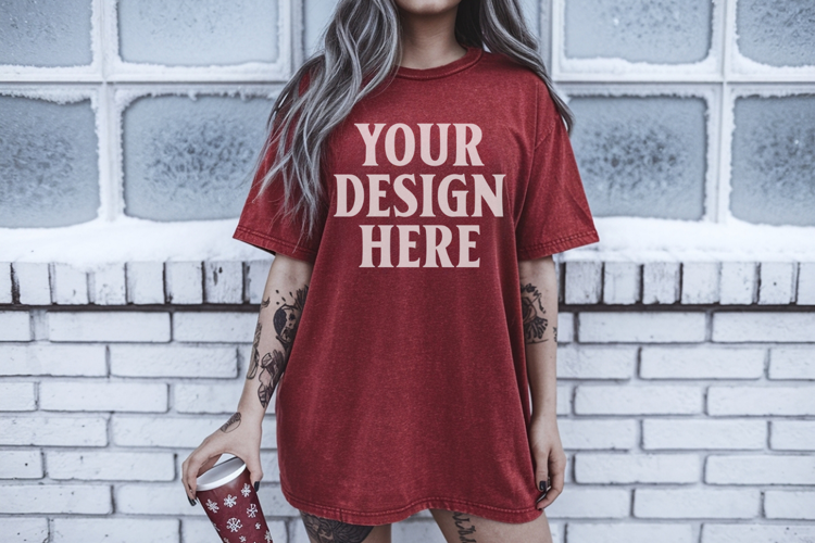 Crimson Christmas Comfort Colors 1717 TShirt Mockup,cc17