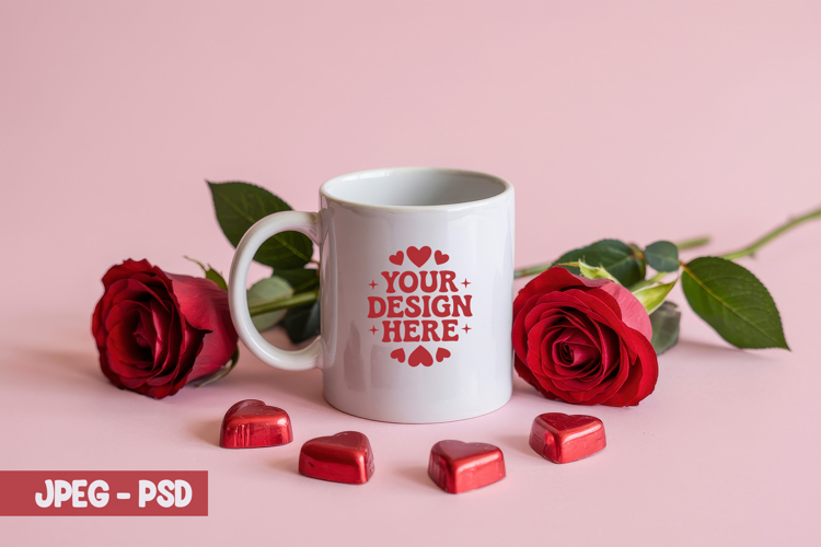 Valentine Minimal Mug PSD JPEG Mockup