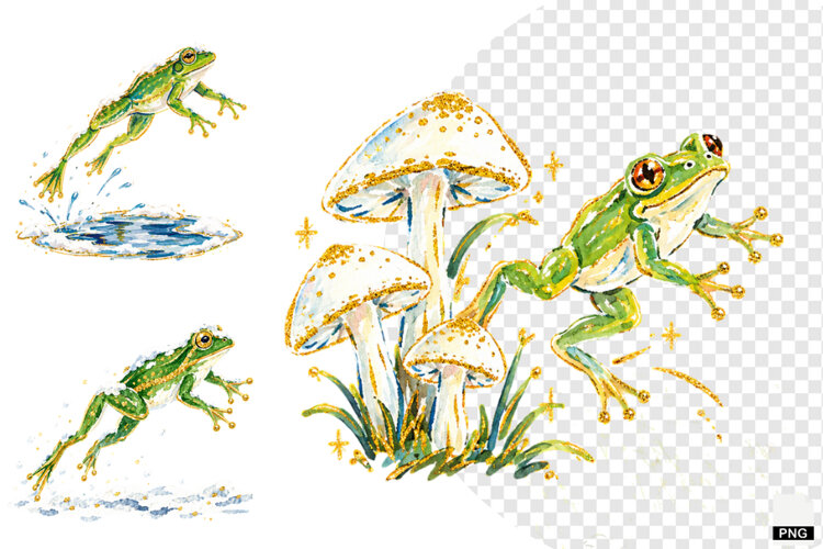 Winter Snowy Frogs PNG example image 1