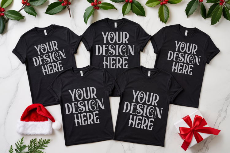 Christmas Family Matching Group Flat Lay Mockup