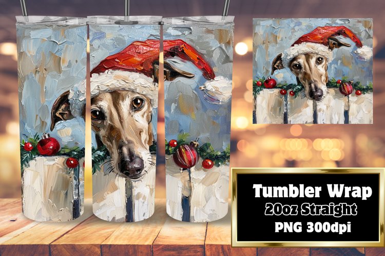 Christmas Sublimation Tumbler Wrap Winter Peeking Dog Art