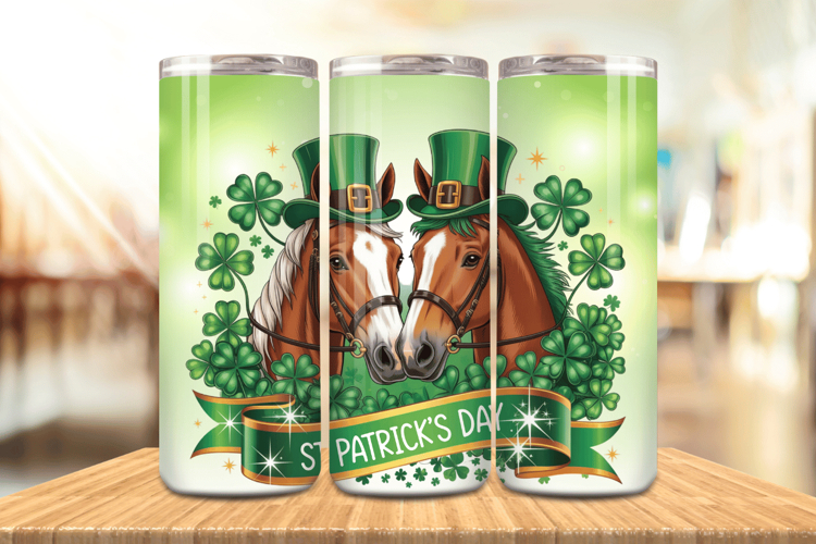 Irish St Patrick’s Day Lucky Horses Tumbler Wrap PNG Sublima