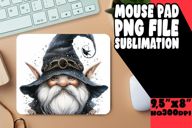Magical Meadow: Gnome Mouse Pad Design Sublimation