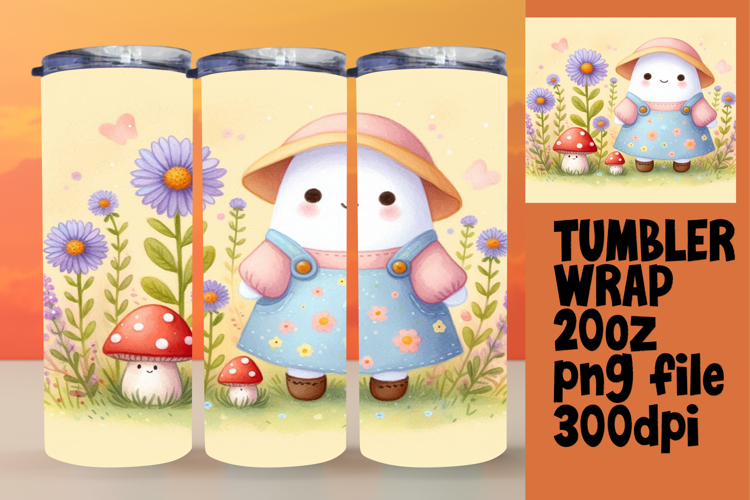 20oz Sublimation Template for Creatives , Cute Ghost