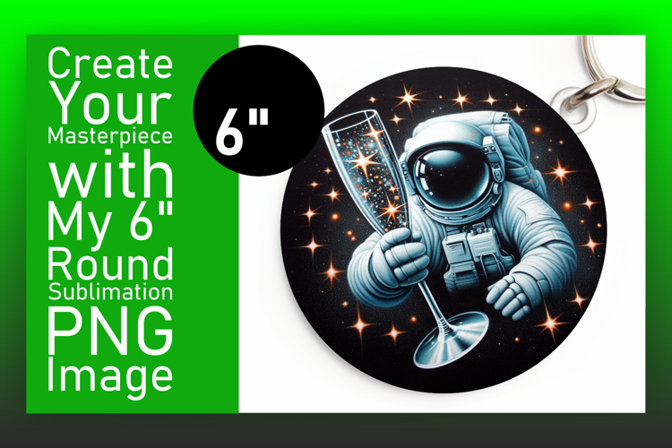 Charming Keychain Round Design Template , Astronaut
