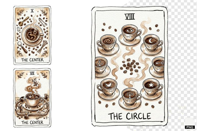 Coffee Time Tarot Cards PNG example image 1