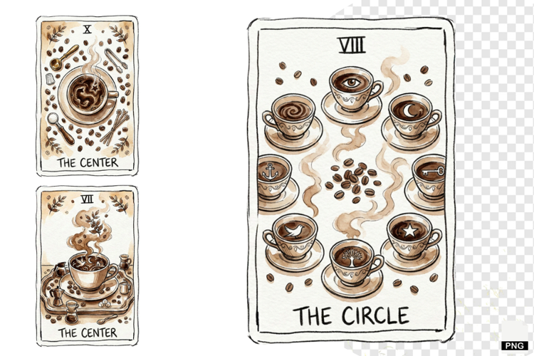 Coffee Time Tarot Cards PNG