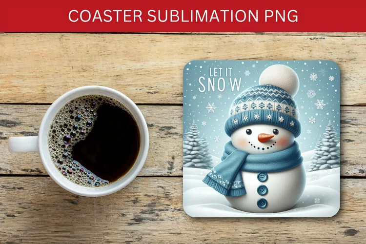 square coaster - snowman