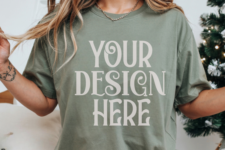 Moss Comfort Colors 1717 Christmas Mockup, CC 1717Comfort Co