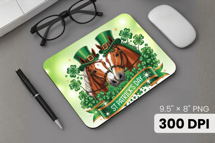 Irish St Patrick’s Day Lucky Horses Mouse Pad PNG Sublimatio