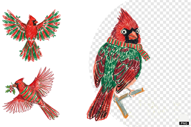 Christmas Cardinal Garden Clipart