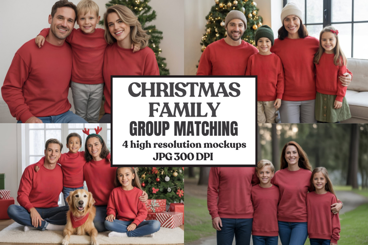 Christmas Family Matching T-Shirt Mockups | Holiday Group