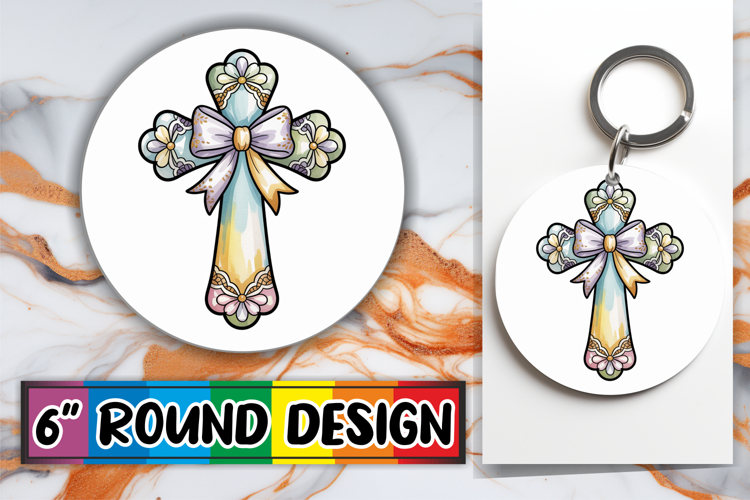 Joyful Round Designs for Holidays, Cross and Bow