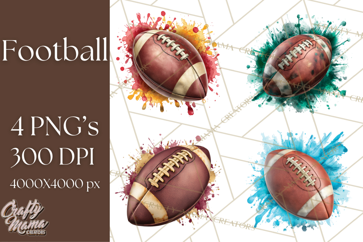 Football Clipart PNG with Team Color Paint Splash Design