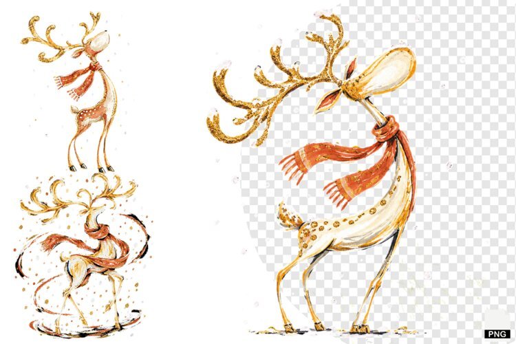 Christmas Reindeer With Scarf PNG example image 1