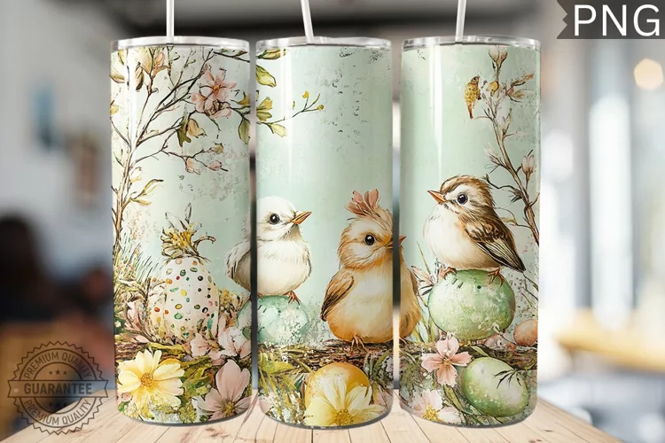 Spring Easter Tumbler Wrap - High Quality 300 Dpi