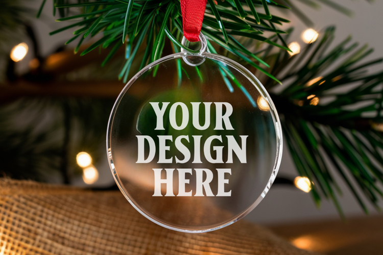 Acrylic Christmas Ornament Mockups | Clear Holiday Ornament