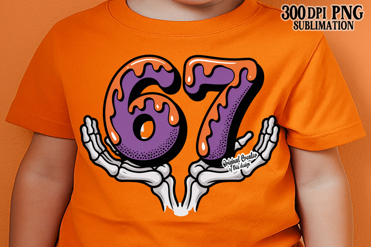 Ghost 67 PNG 6 7 Skeleton Hands Funny Gen Alpha Slang DTF