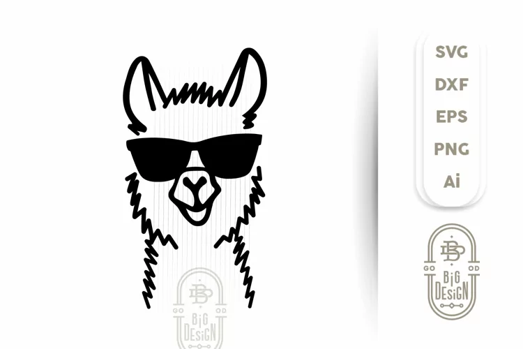LLAMA SVG CUT FILE - Lama Head Svg Illustration & sunglasses