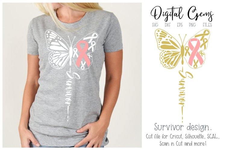 Breast Cancer Survivor Butterfly SVG DXF EPS PNG File