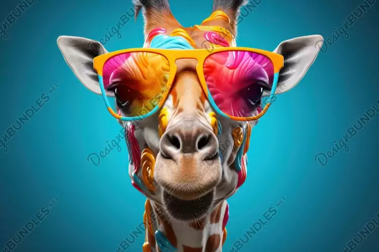 Funny Giraffe in Glasses Background Wallpaper
