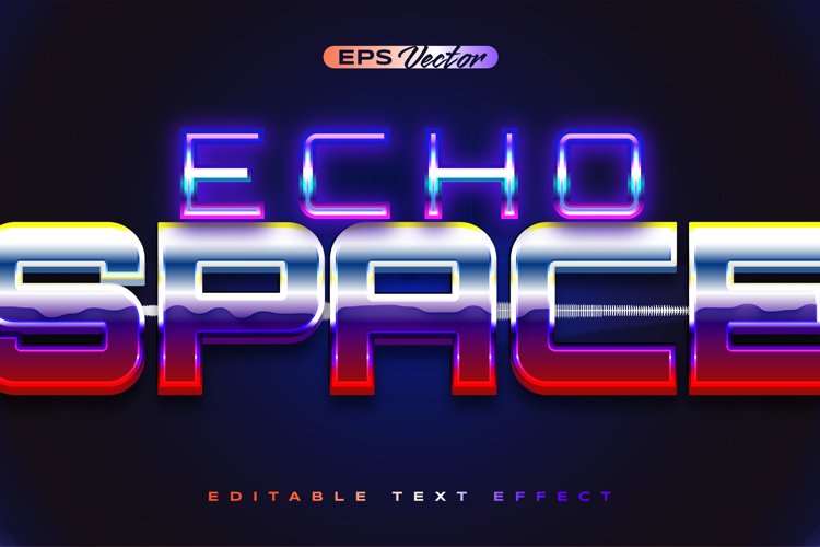 Retro shiny Y2K editable text effect echo space with future