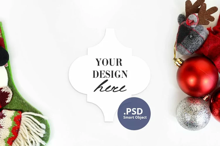 Arabesque Ornament Mockup Holiday, Sublimation Ornament PSD