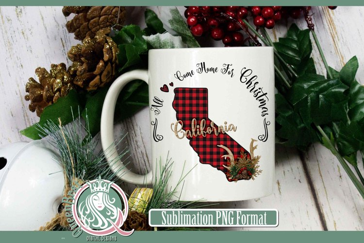 Sublimation | California Plaid Christmas State example image 1