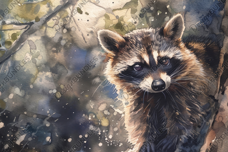 Watercolor Raccoon Background Wallpaper