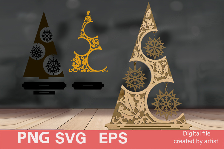 Christmas decor, SVG Christmas trees, multi-layer cutting,
