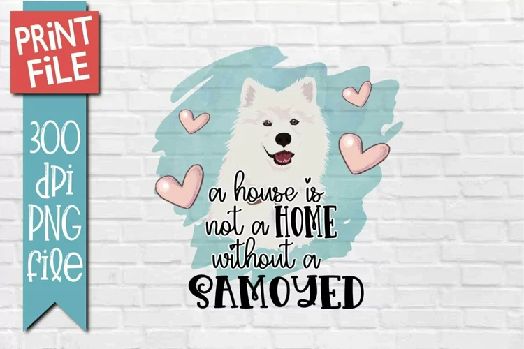 Samoyed Home Dog Quote Sublimation Design