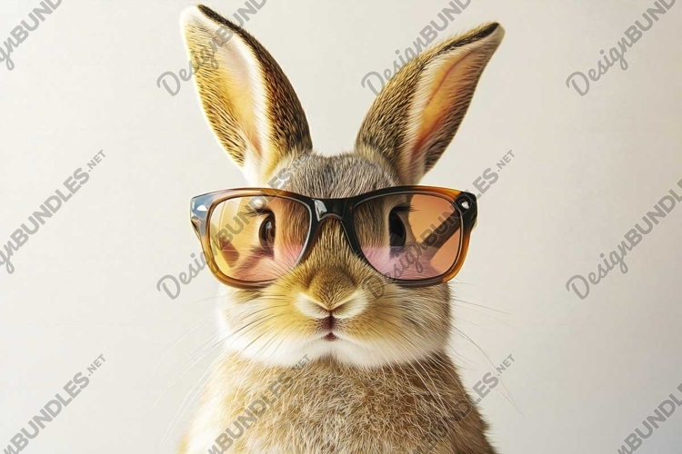 Cool bunny with glasses on the eve of Easter