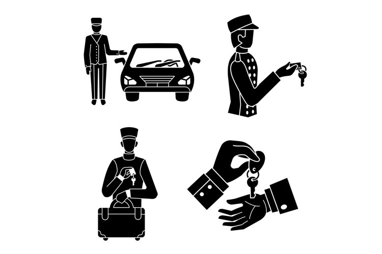 Valet icons set, simple style