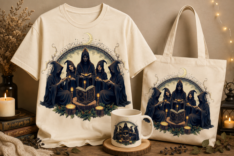 Witch Coven PNG | Gothic Witches Magic Book Halloween Art